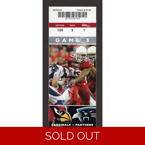 Cam Newton & Patrick Peterson NFL DEBUT 2011 Cardinals Panthers 9/11 Full Ticket